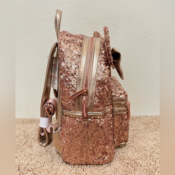 NWT Loungefly Disney Parks rose gold sequins backpack - Picture 3 of 4